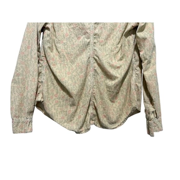 CP Shades Corduroy Button Down Shirt Women XS Yellow Floral Cotton Dainty Office - Picture 13 of 14